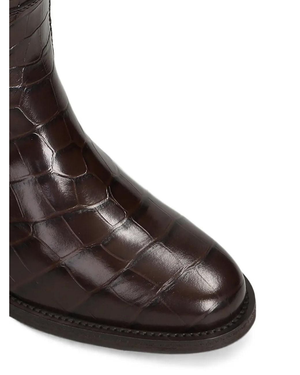 Via Roma 15 Black Croc-Effect Internal Wedge-Heel Ankle Boots