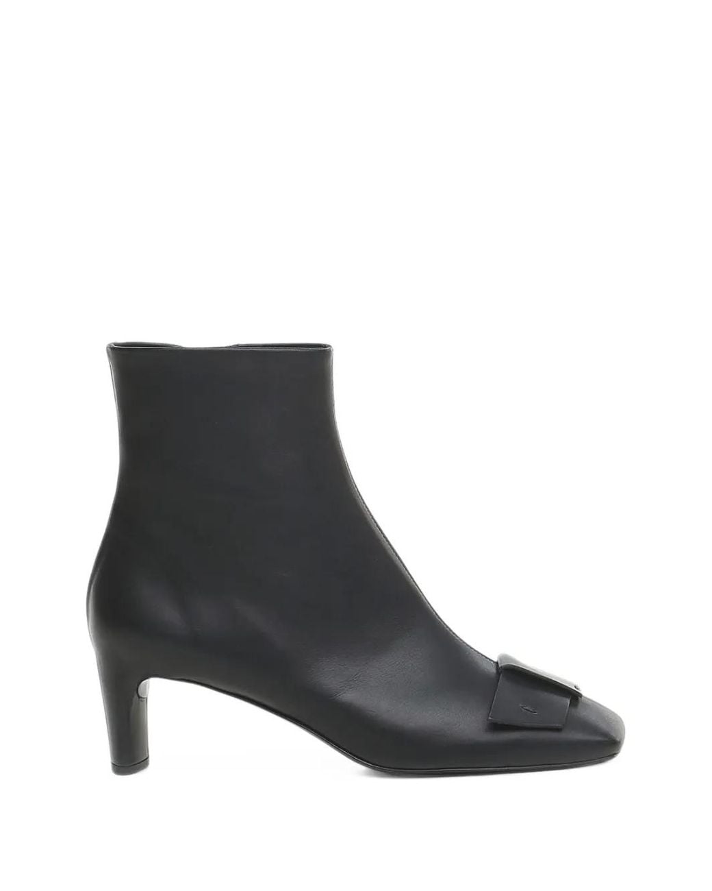Roberto Del Carlo Black Bow-Detail Square-Toe Ankle Boots