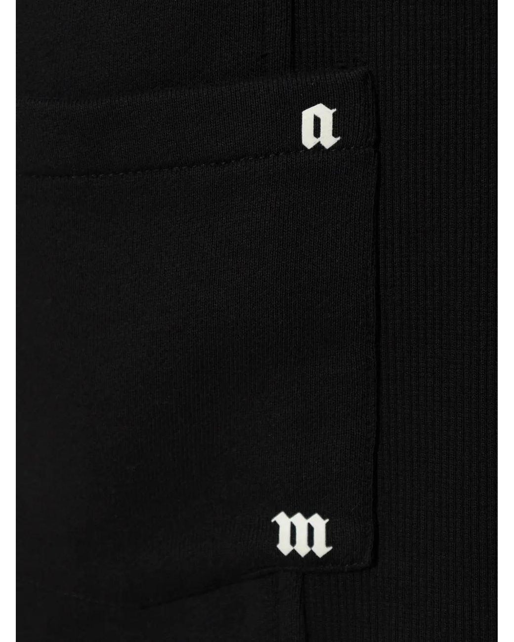 Palm Angels Black Logo-Patch Drawstring Shorts for men