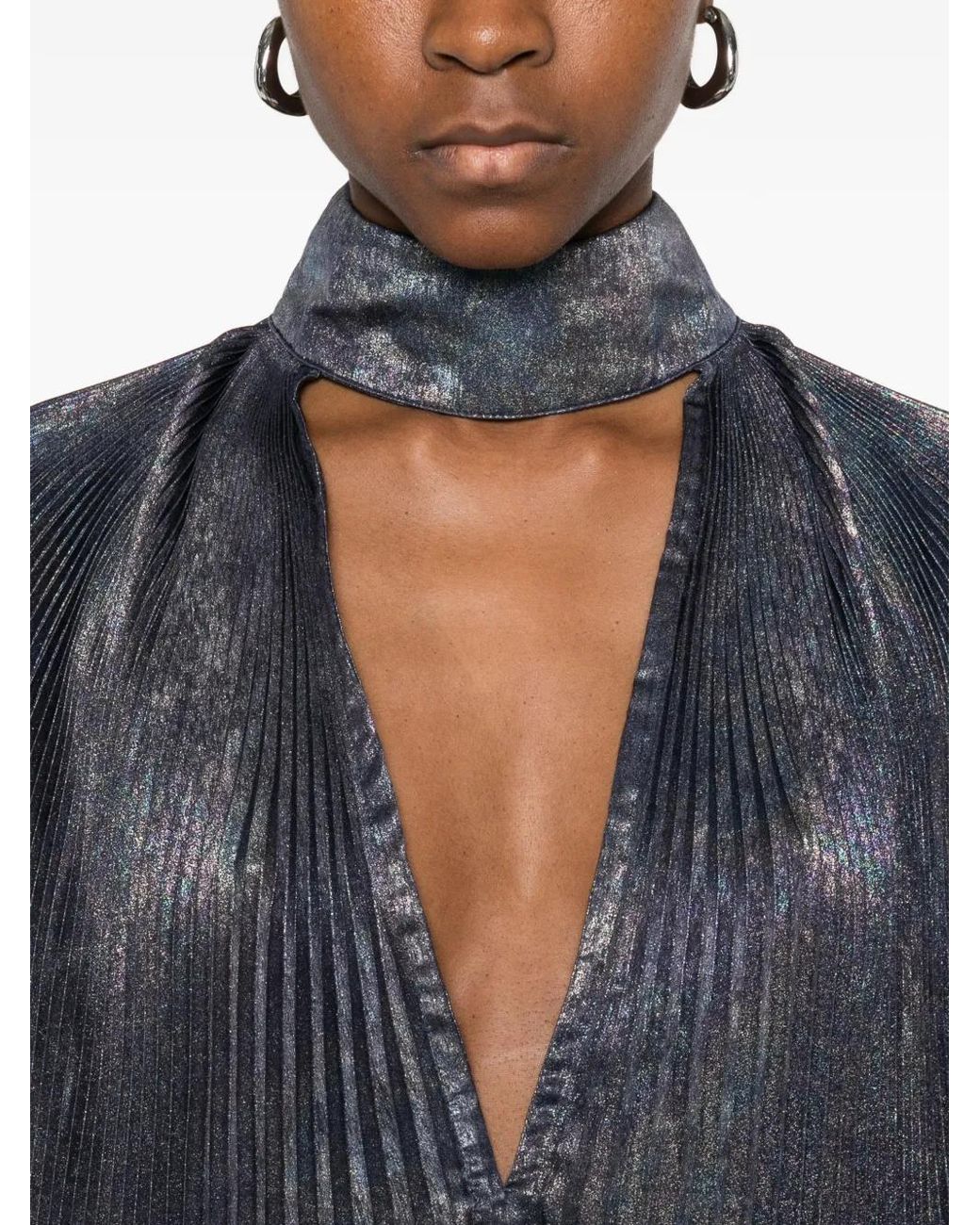 L'idée Blue Empress V-Neck Top