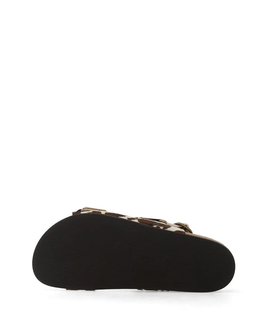 AllSaints Natural Staffa Cow-Print Buckle-Strap Sandals