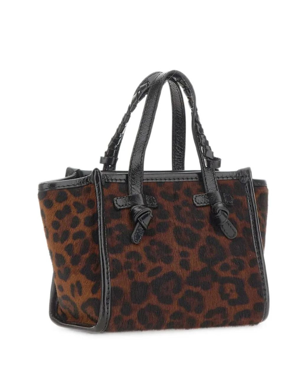MARCELLA CLUB Brown Miss Marcella Animal-Print Leather Shoulder Bag