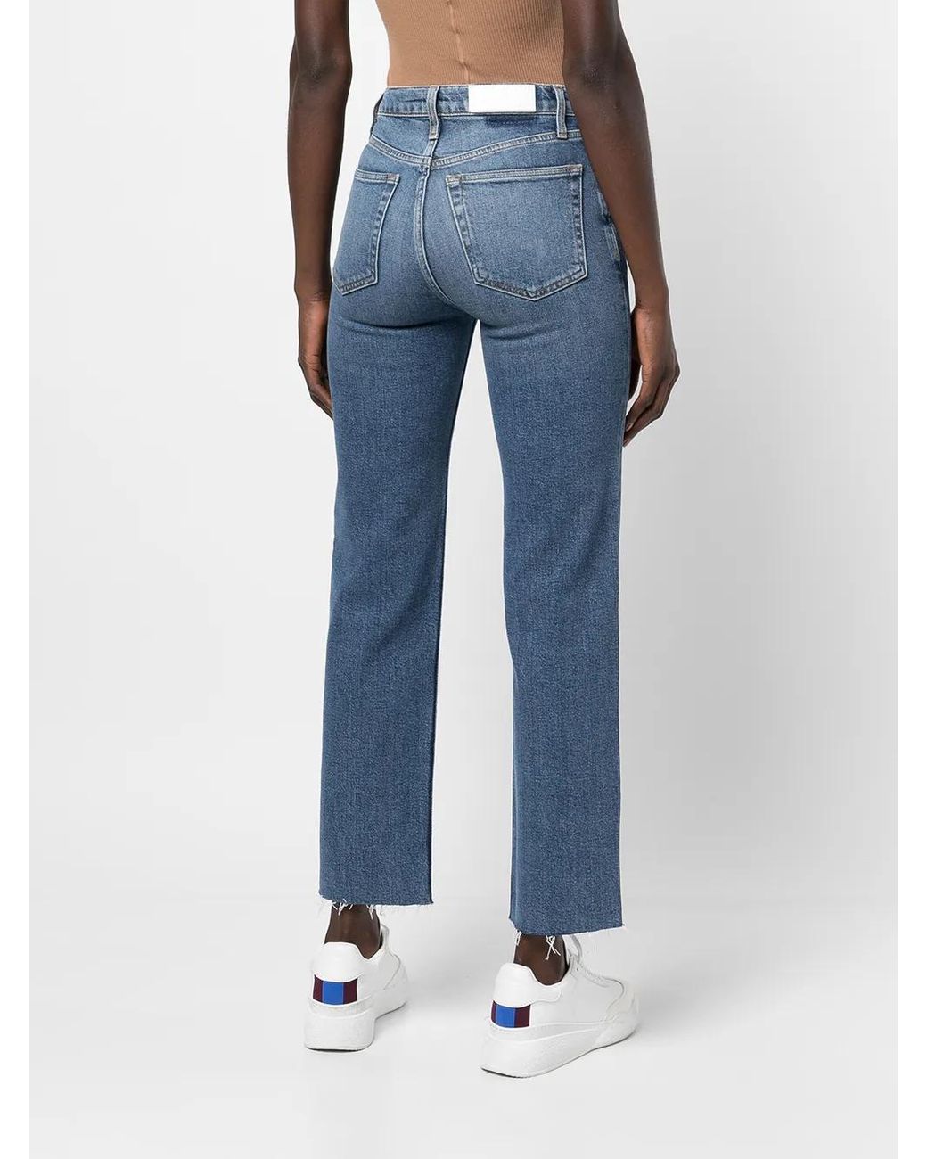 Re/done Blue Stobe Pipe High-Rise Straight Jeans