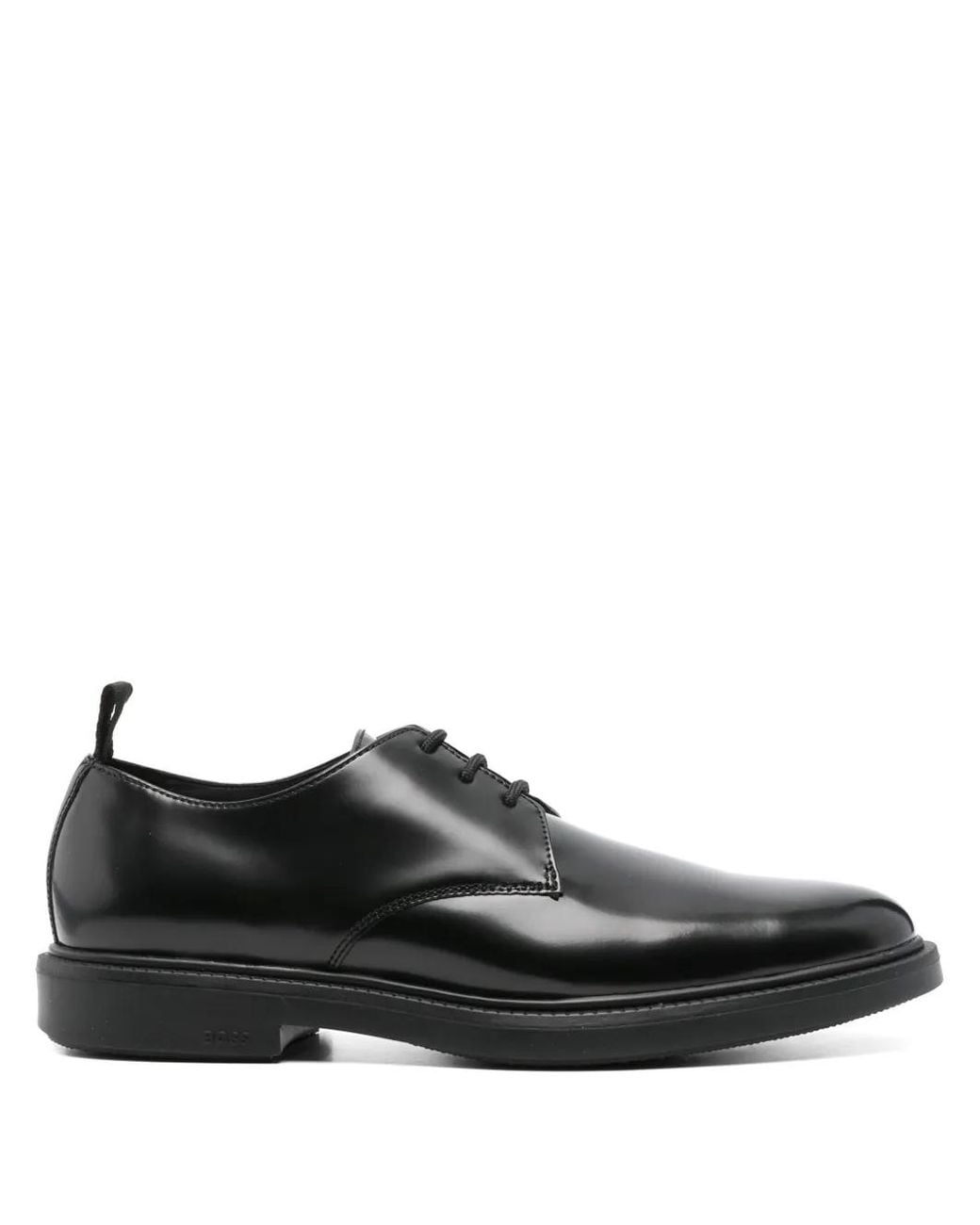 Boss Black Leather Derby Shoes for men