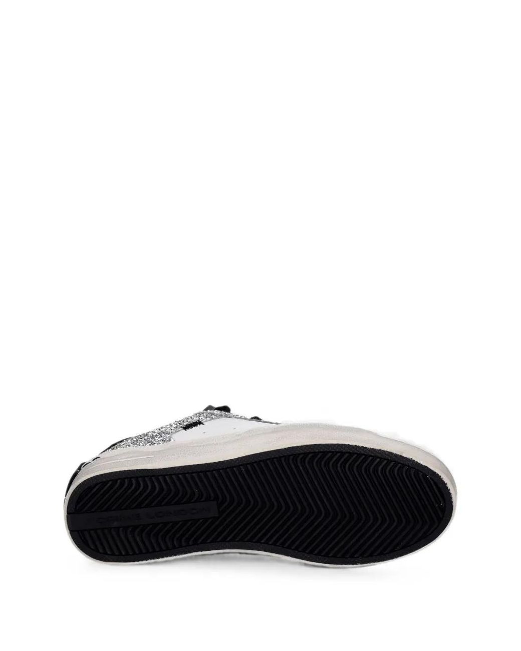 Crime London White Glitter-Embellished Sneakers