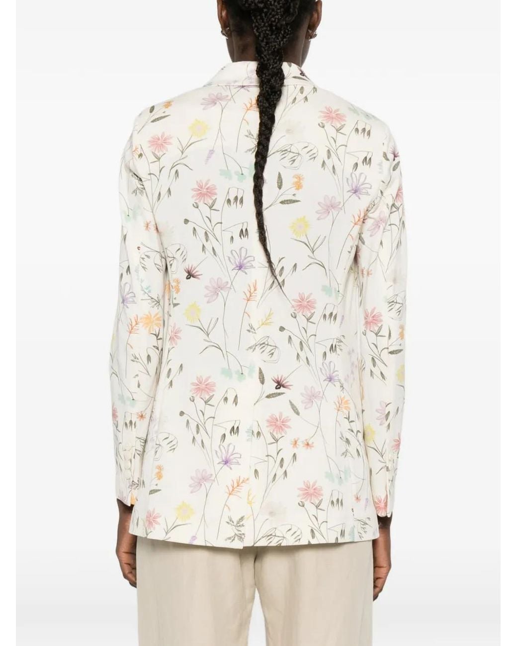 Circolo 1901 White Floral-Print Blazer