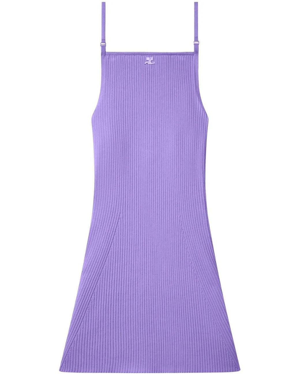 Courreges Purple Ribbed-Knit Mini Dress