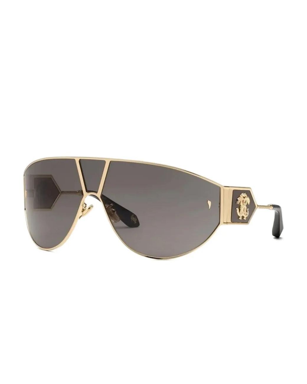 Roberto Cavalli Gray Geometric-Frame Logo Sunglasses