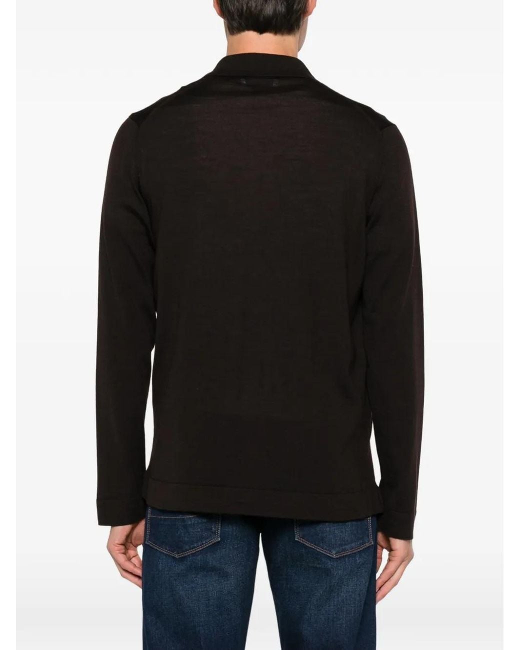 Gran Sasso Black Button-Up Collared Cardigan for men