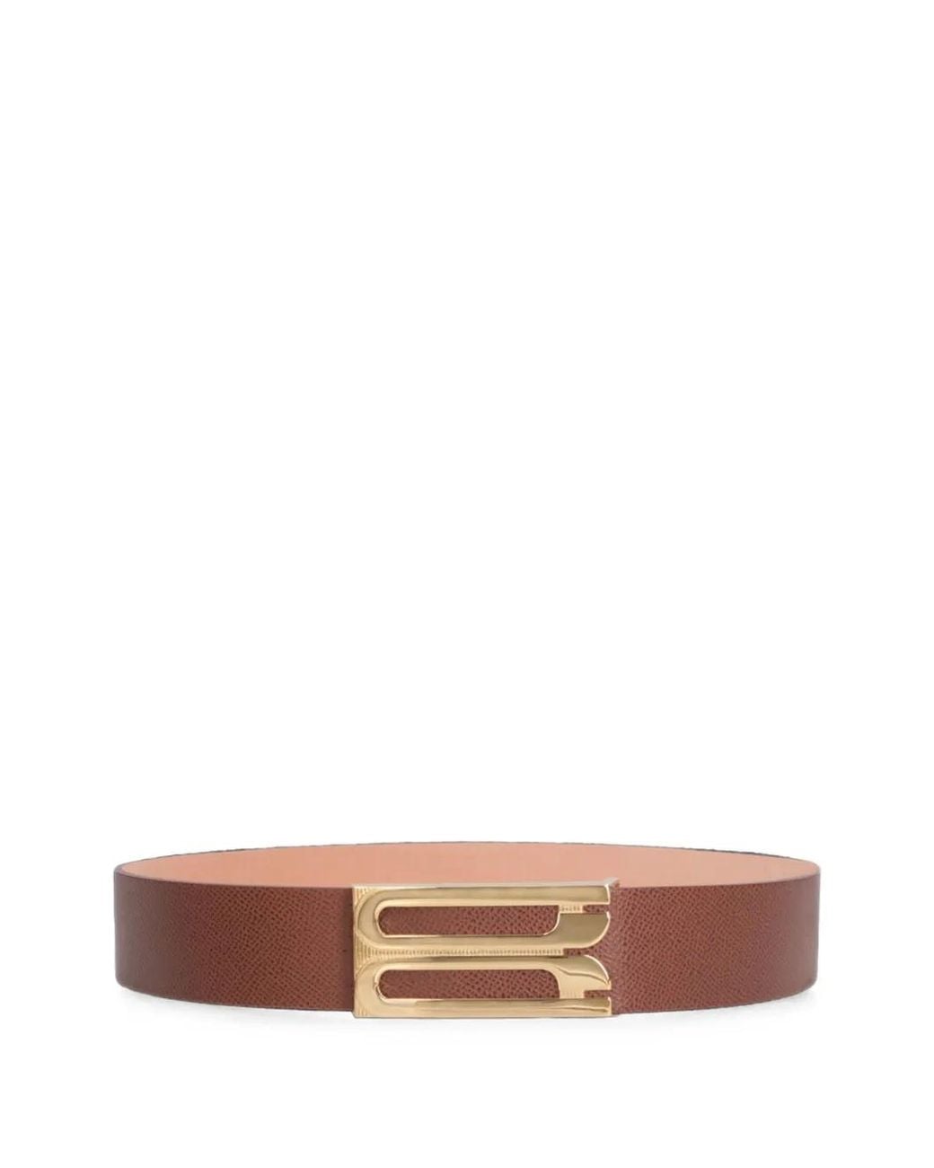 Victoria Beckham Brown Dorian Frame Logo-Plaque Leather Belt