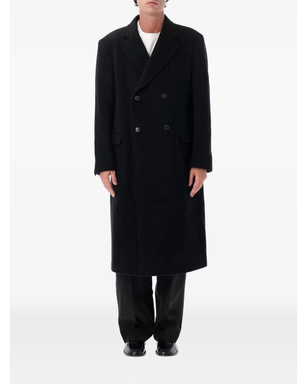 mfpen Black Conference Double-Breasted Coat for men