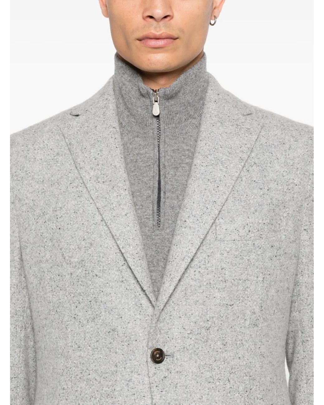 Eleventy Gray Single-Breasted Patch-Pocket Blazer for men