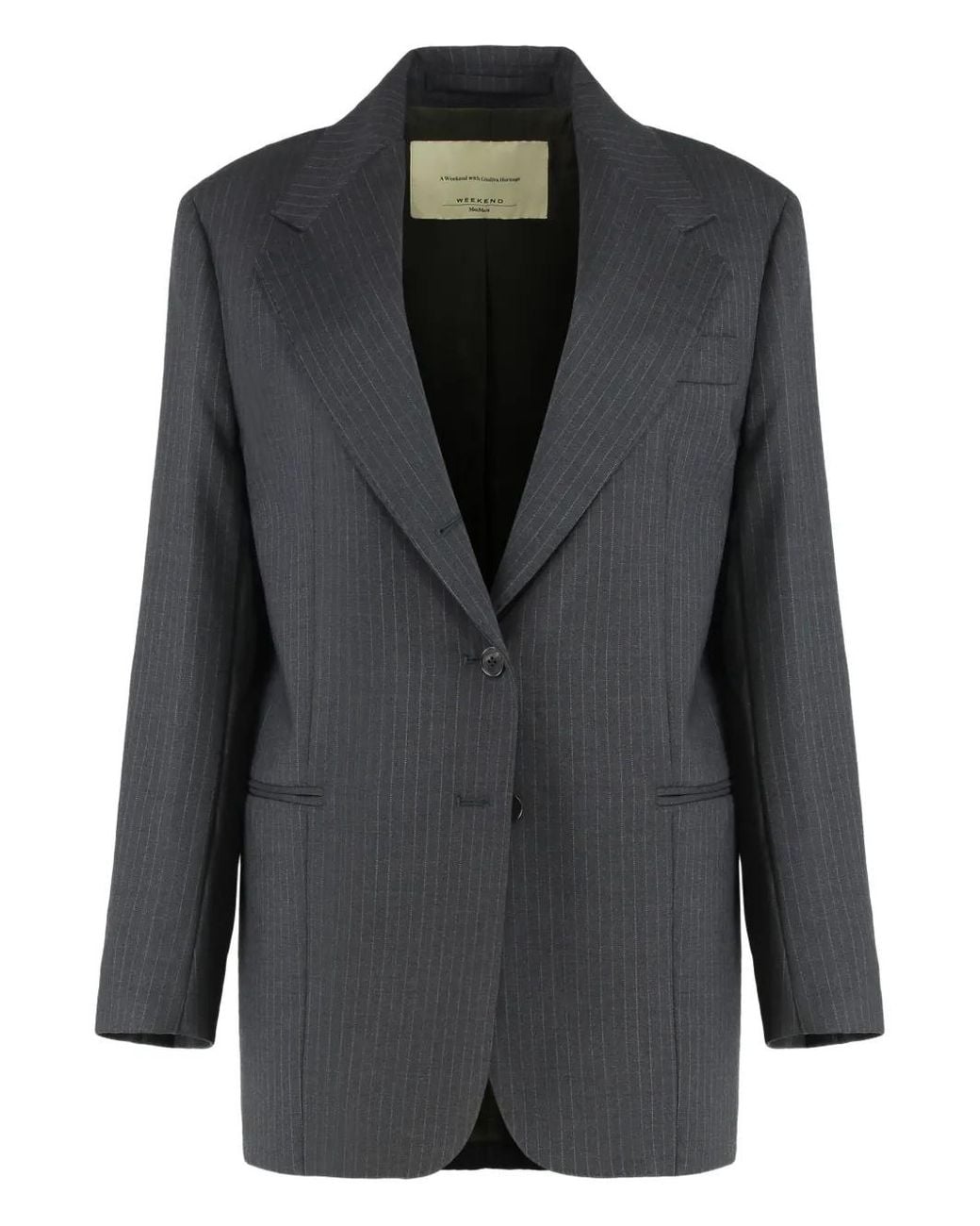 Weekend by Maxmara Black Pinstripe Wool Blazer