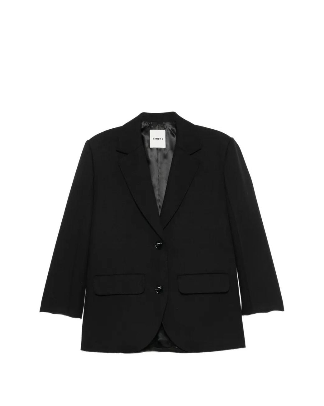 Sandro Black Mixed-Material Satin Jacket