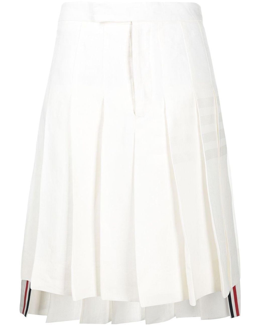 Knee-length Pleated 4-bar Striped skirt