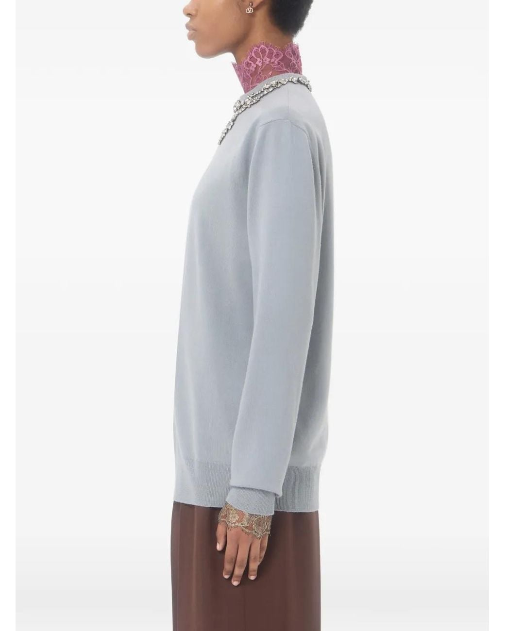 Valentino Garavani Gray Pull À Logo Brodé