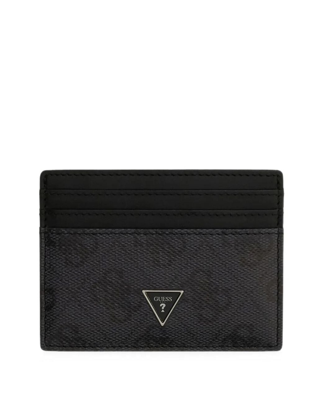Guess Black Milano Logo-Plaque Card Holder for men