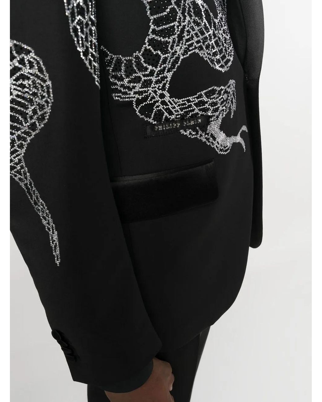 Philipp Plein Black Crystal-Embellished Single-Breasted Blazer for men