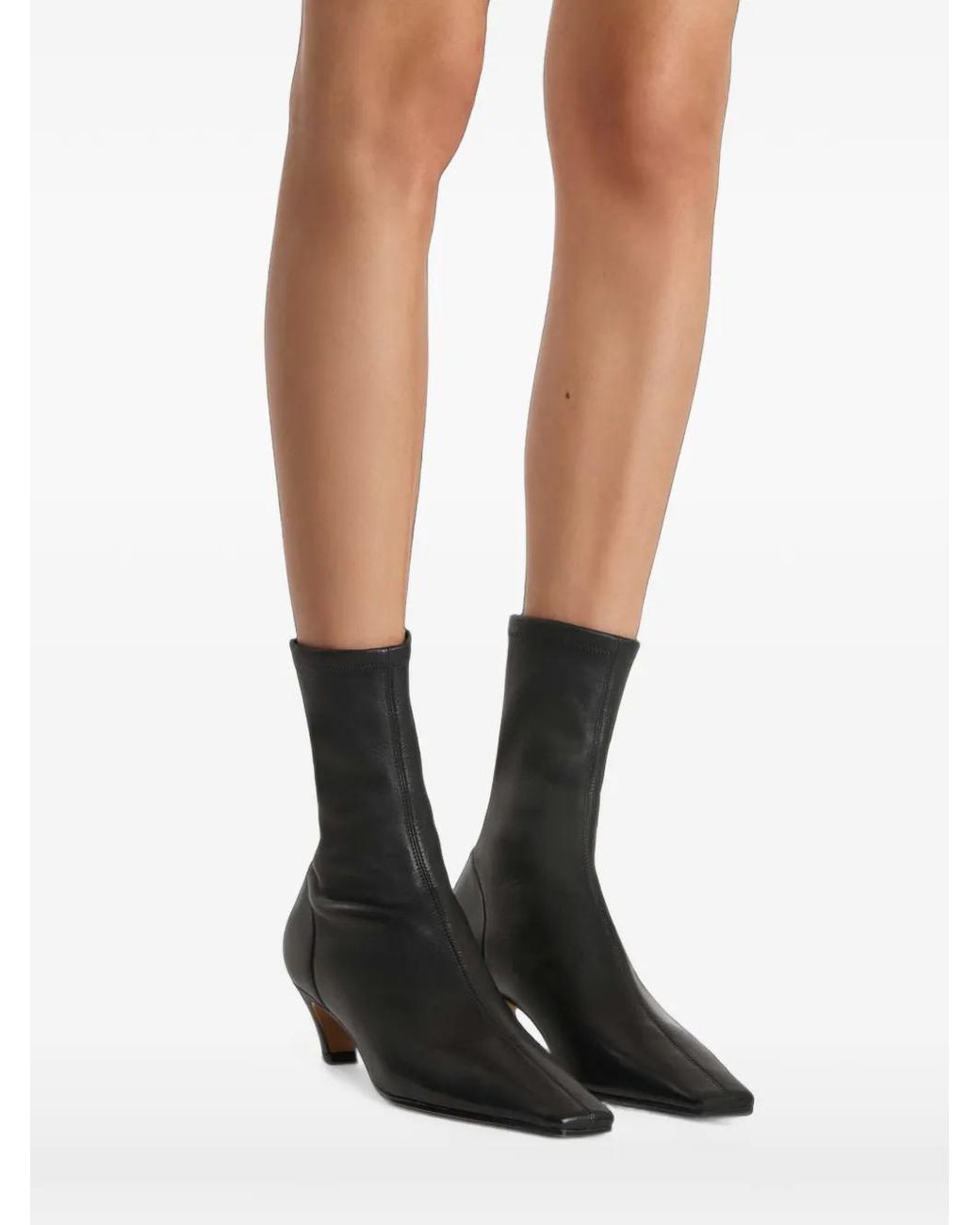 Khaite Black Arizona Leather Ankle Boots