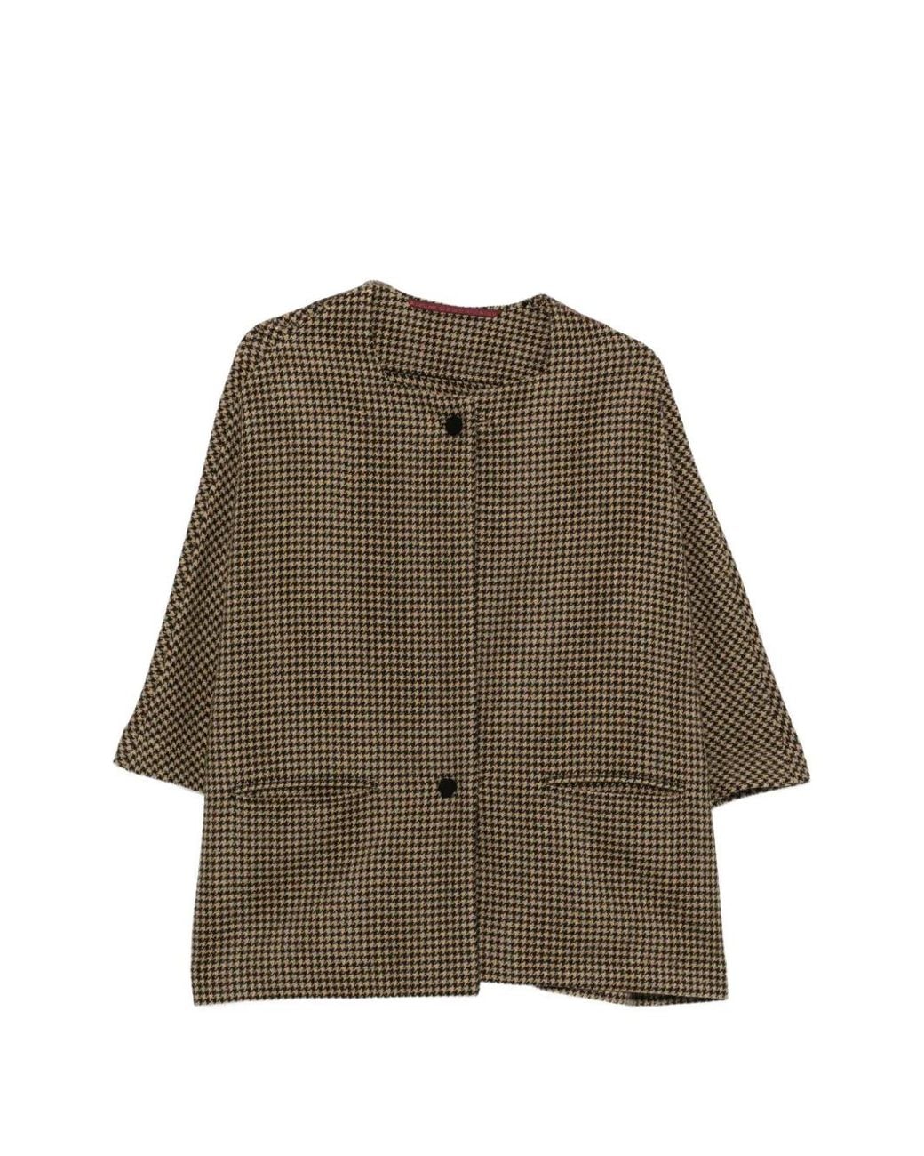 Daniela Gregis Natural Houndstooth Wool Jacket