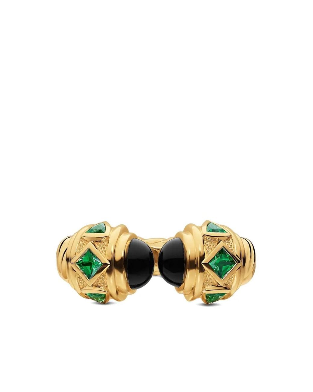 David Yurman Metallic 18K Renaissance Onyx And Tsavorite Ring