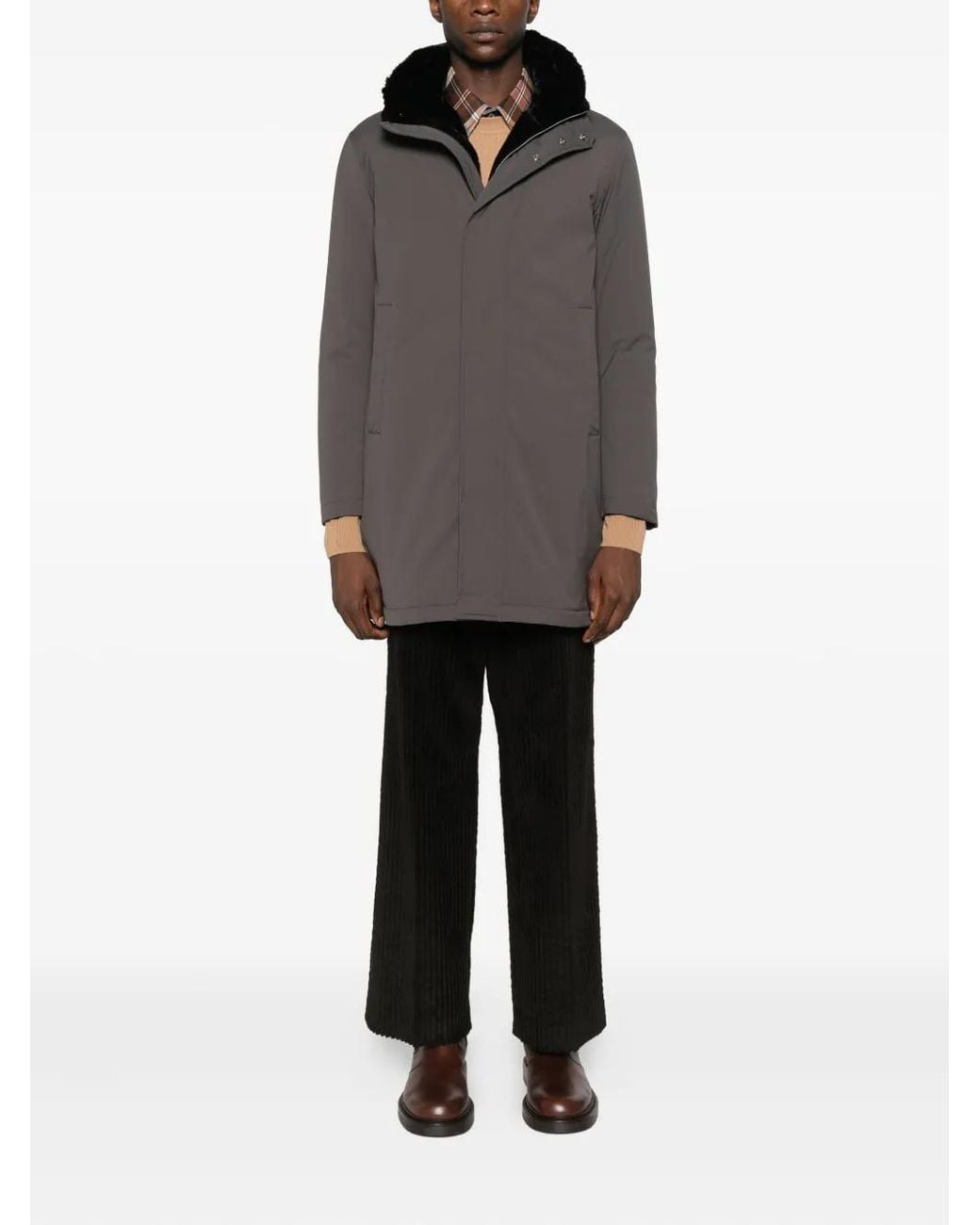 Herno Gray Hooded Coat for men