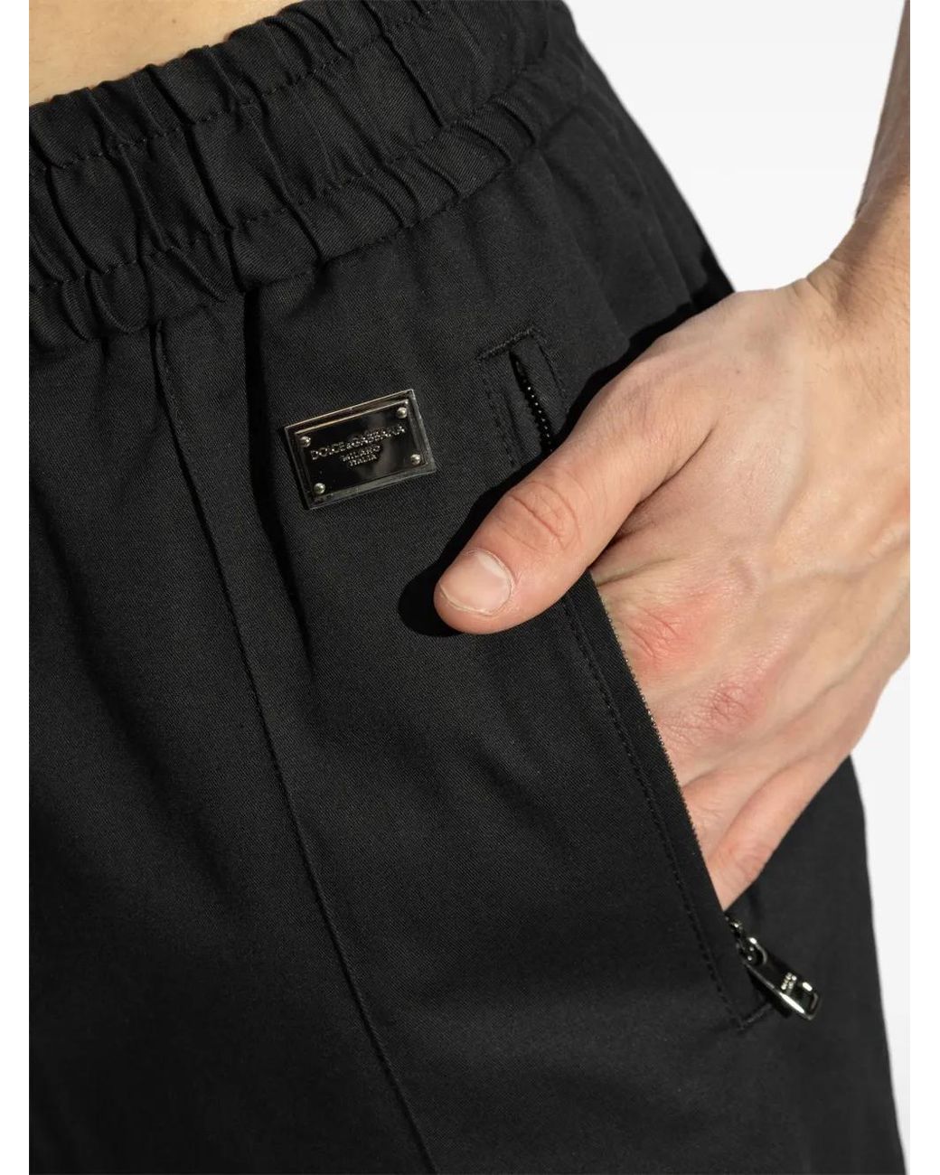Dolce & Gabbana Black Logo-Plaque Track Shorts for men