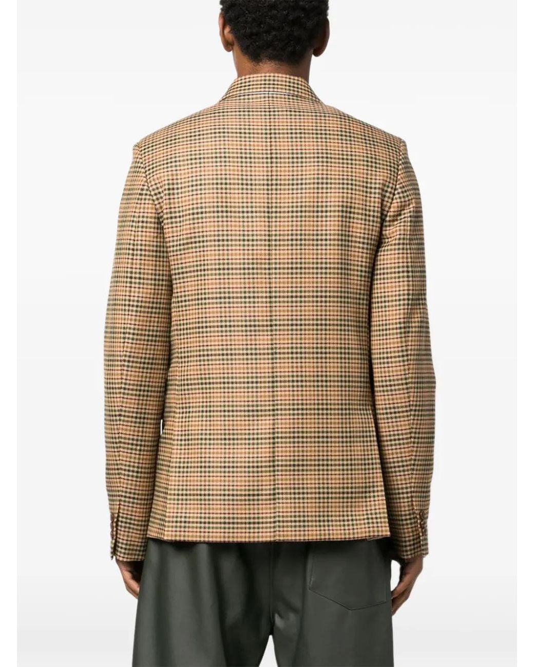KENZO Natural Check-Pattern Notched-Lapels Blazer for men