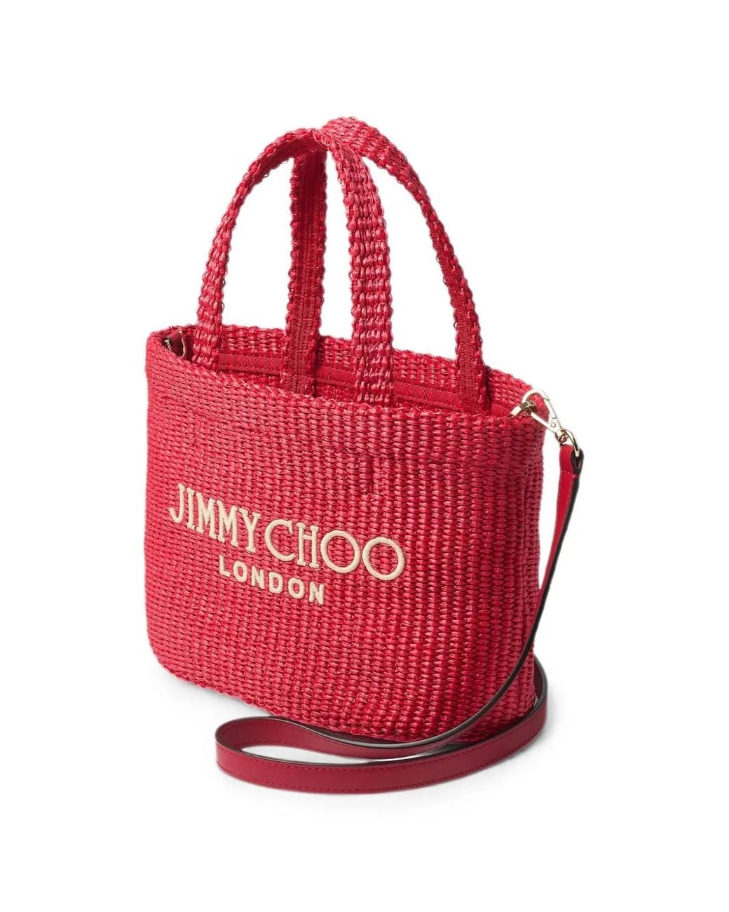 Jimmy Choo Red Beach East-West Top Handle Mini Bag