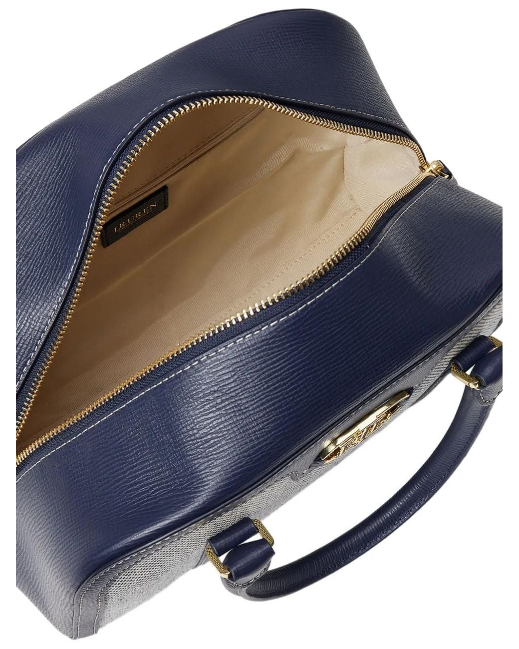 Ralph Lauren Blue Logo-Plaque Bowling Bag