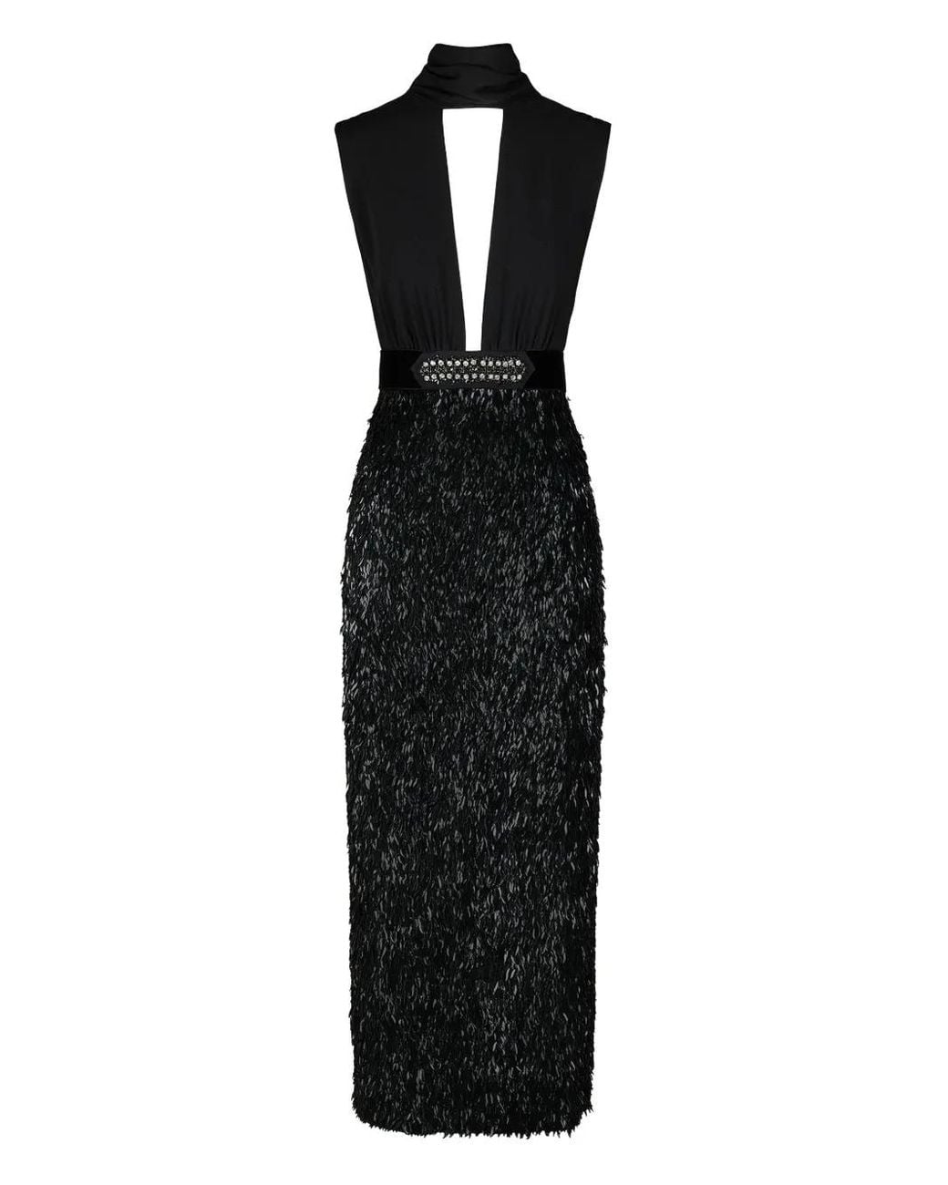 Johanna Ortiz Black Her Vibe Embellished Keyhole-Neck Maxi Dress