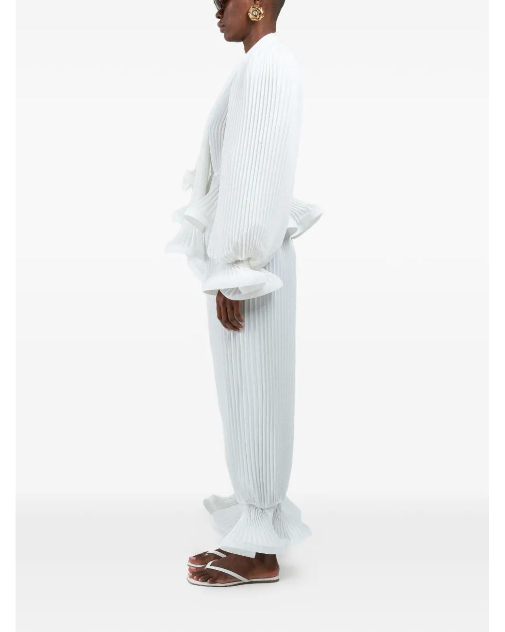 ROWEN ROSE White Pleated Trousers