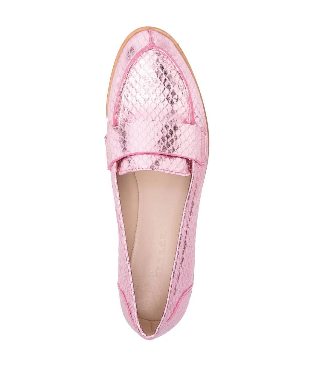 P.A.R.O.S.H. Pink Snakeskin-Effect Metallic Loafers