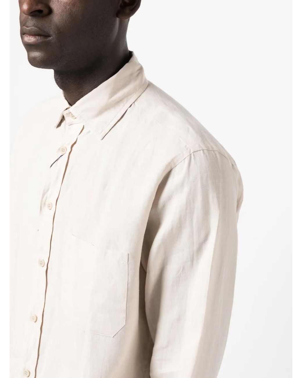 Sease White Button-Up Hemp Shirt for men