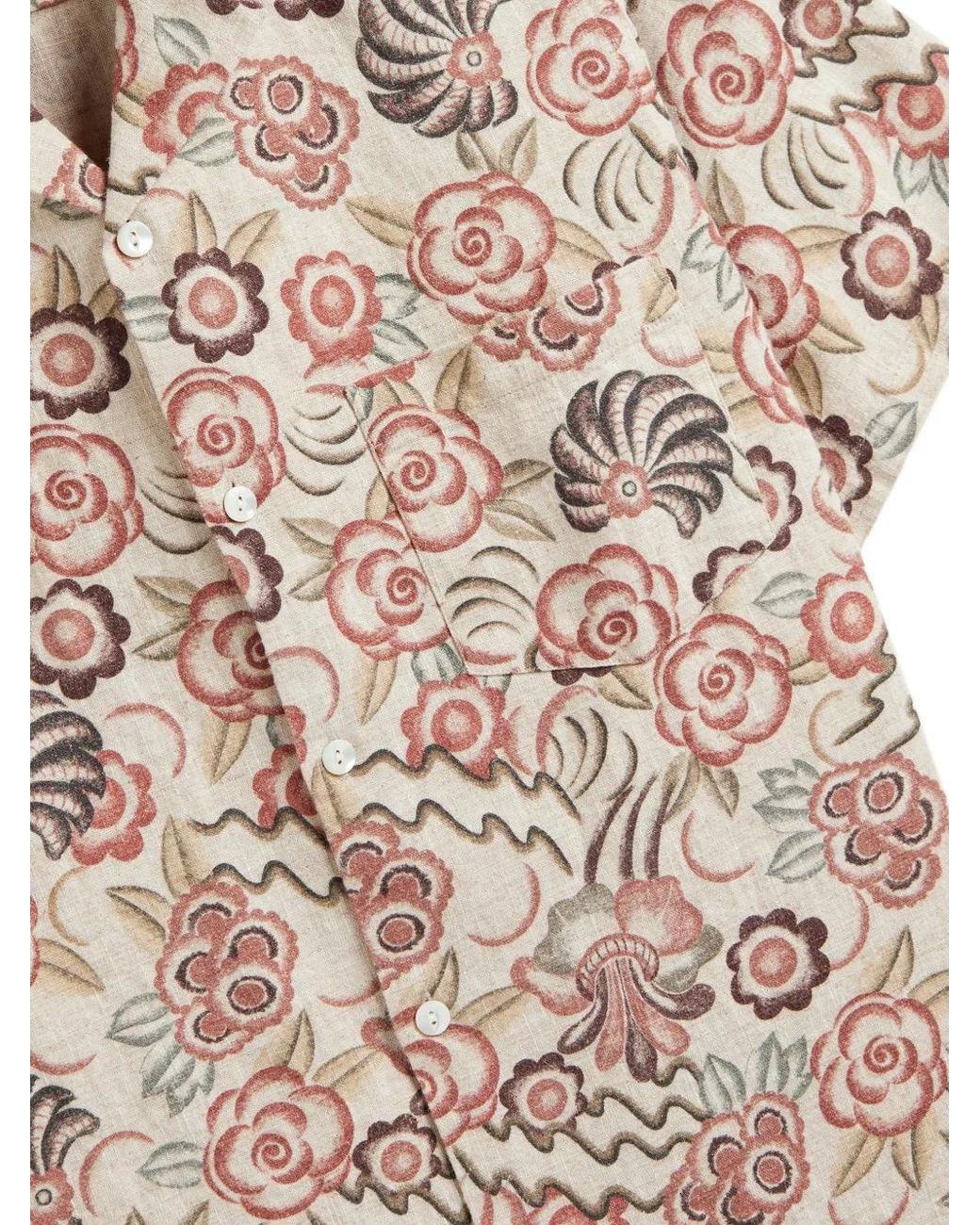 Portuguese Flannel Pink Floral-Print Short-Sleeve Shirt for men