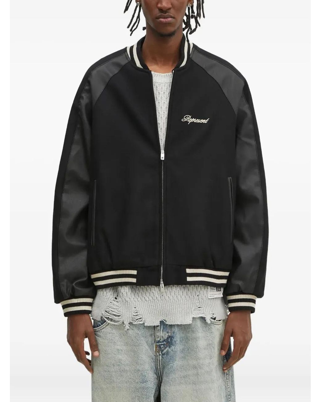 Represent Bestickte Bomberjacke in Black für Herren
