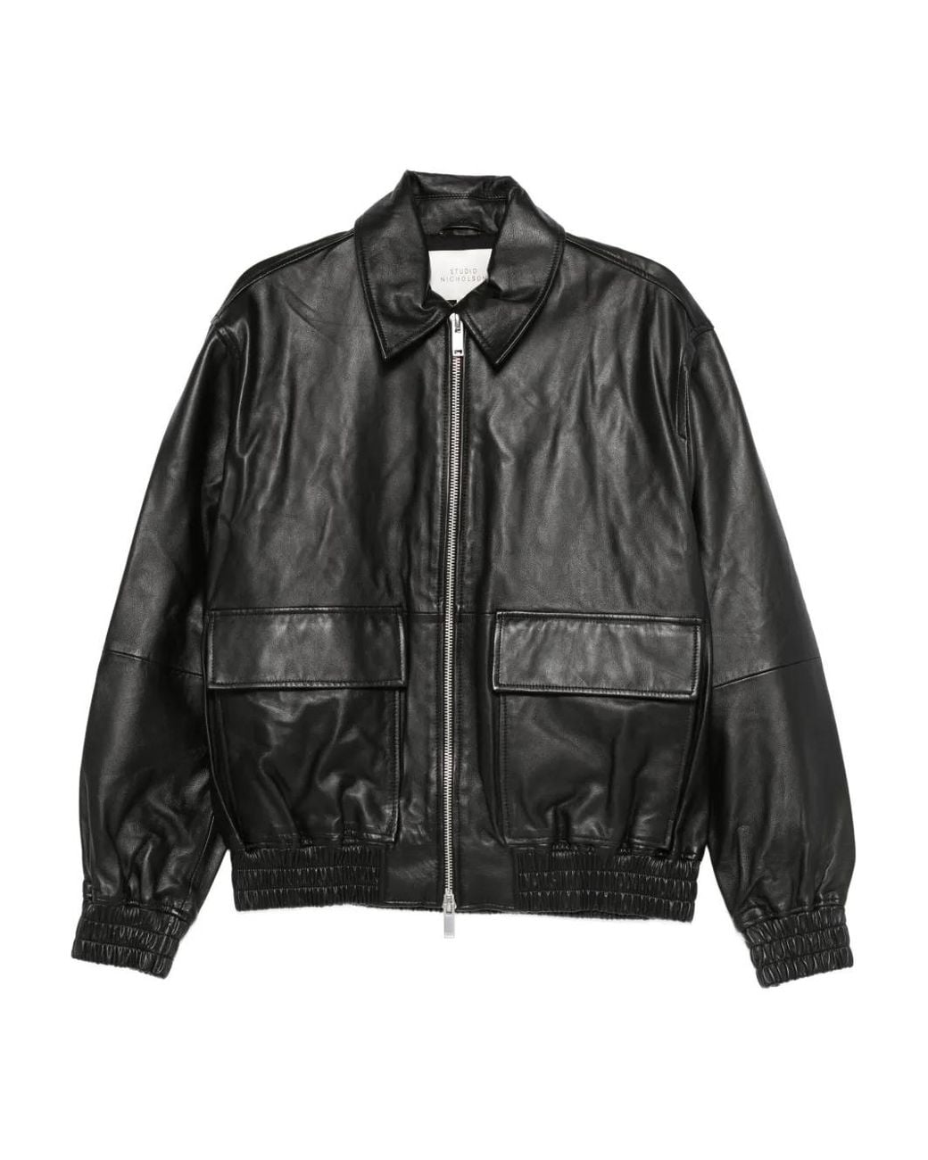 Studio Nicholson Black Piston Leather Jacket for men
