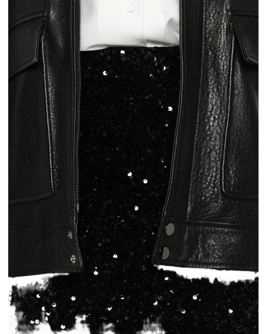 Vince Black Sequin-Embellished Midi Skirt