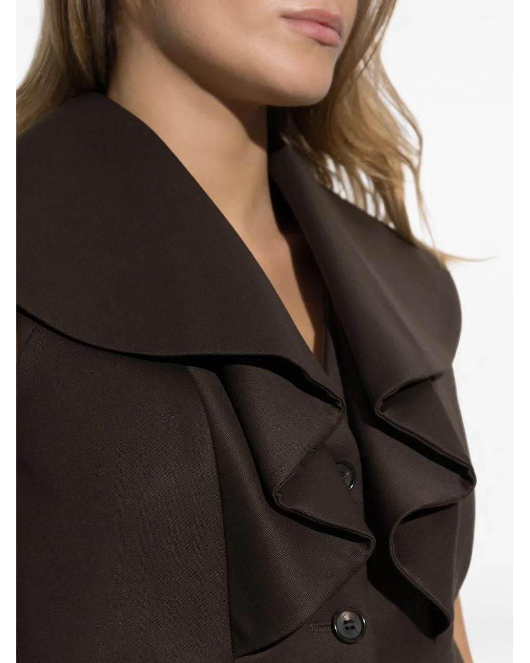 McQueen Black Ruffled-Collar Wool Waistcoat