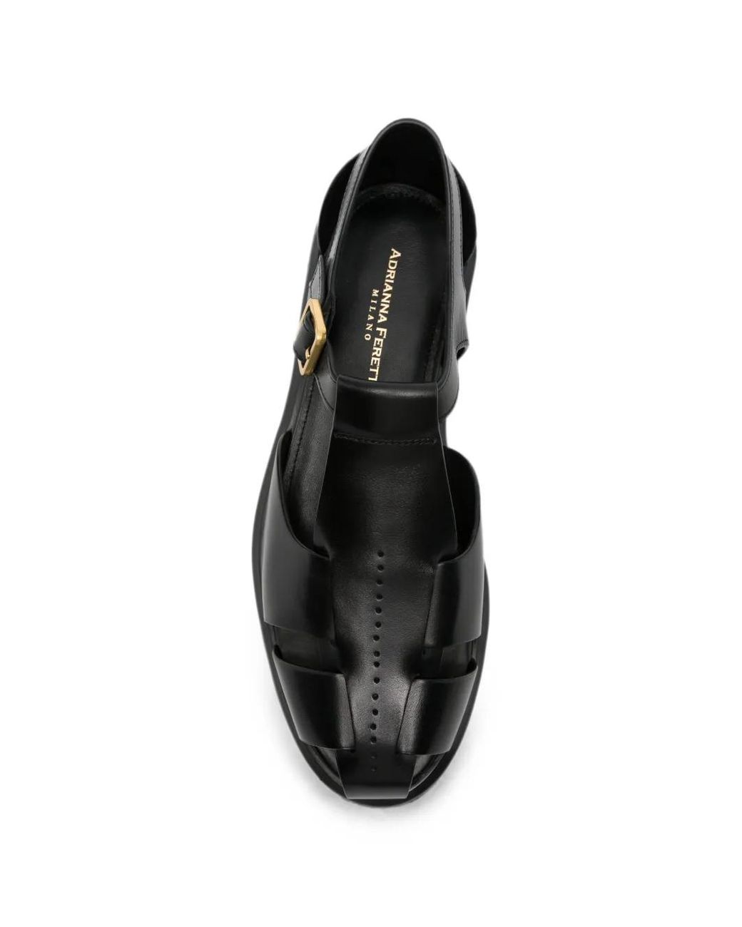 ADRIANNA FERETTI Black Buckle-Fastening Leather Sandals