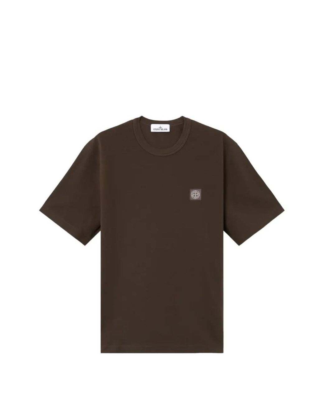 Stone Island Brown Logo-Patch T-Shirt for men