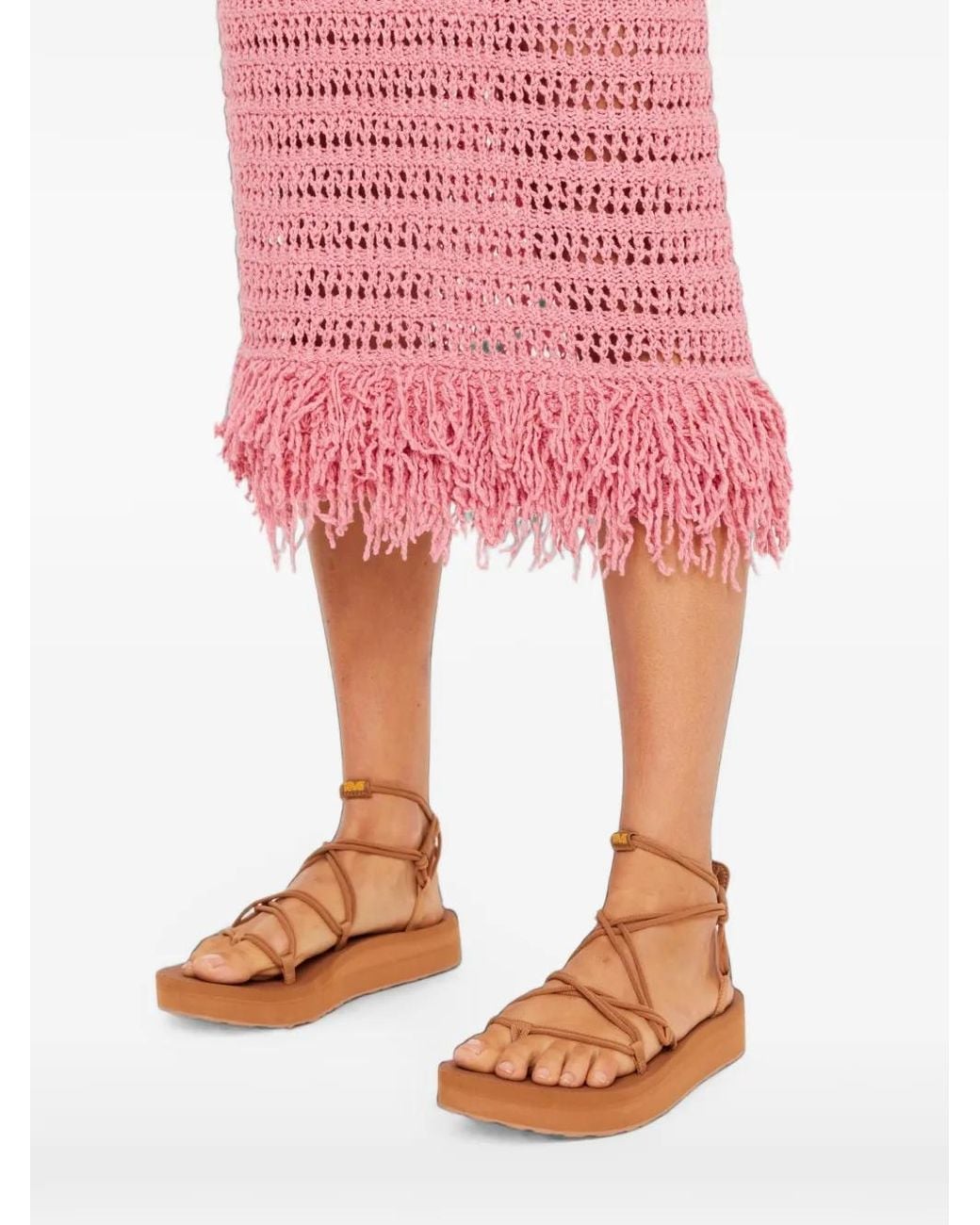 The Upside Pink Bahia Helena Fringed Midi Dress