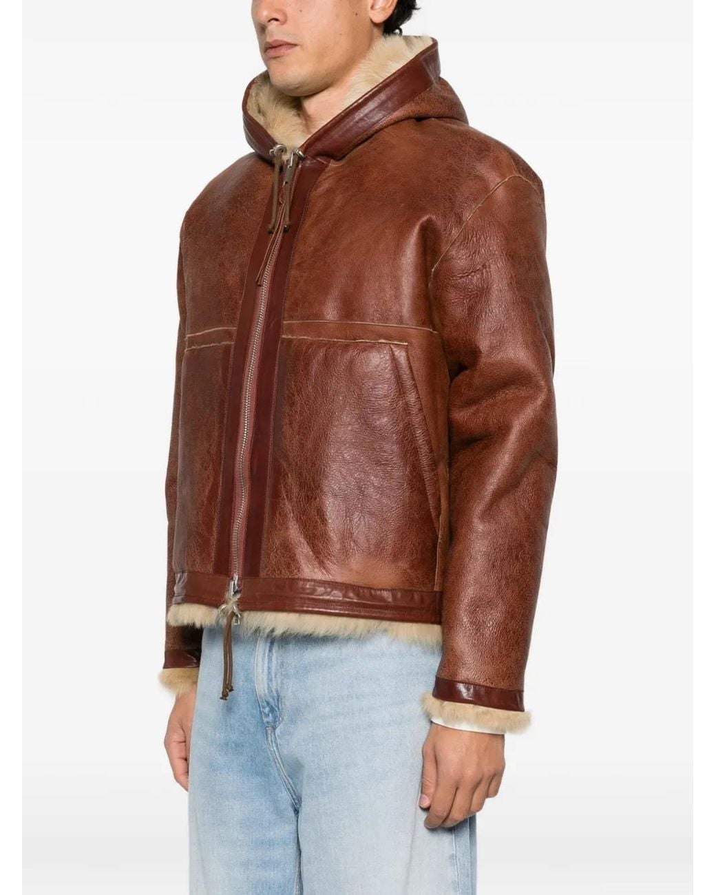 Aries Brown Zip-Up Hooded Jacket for men