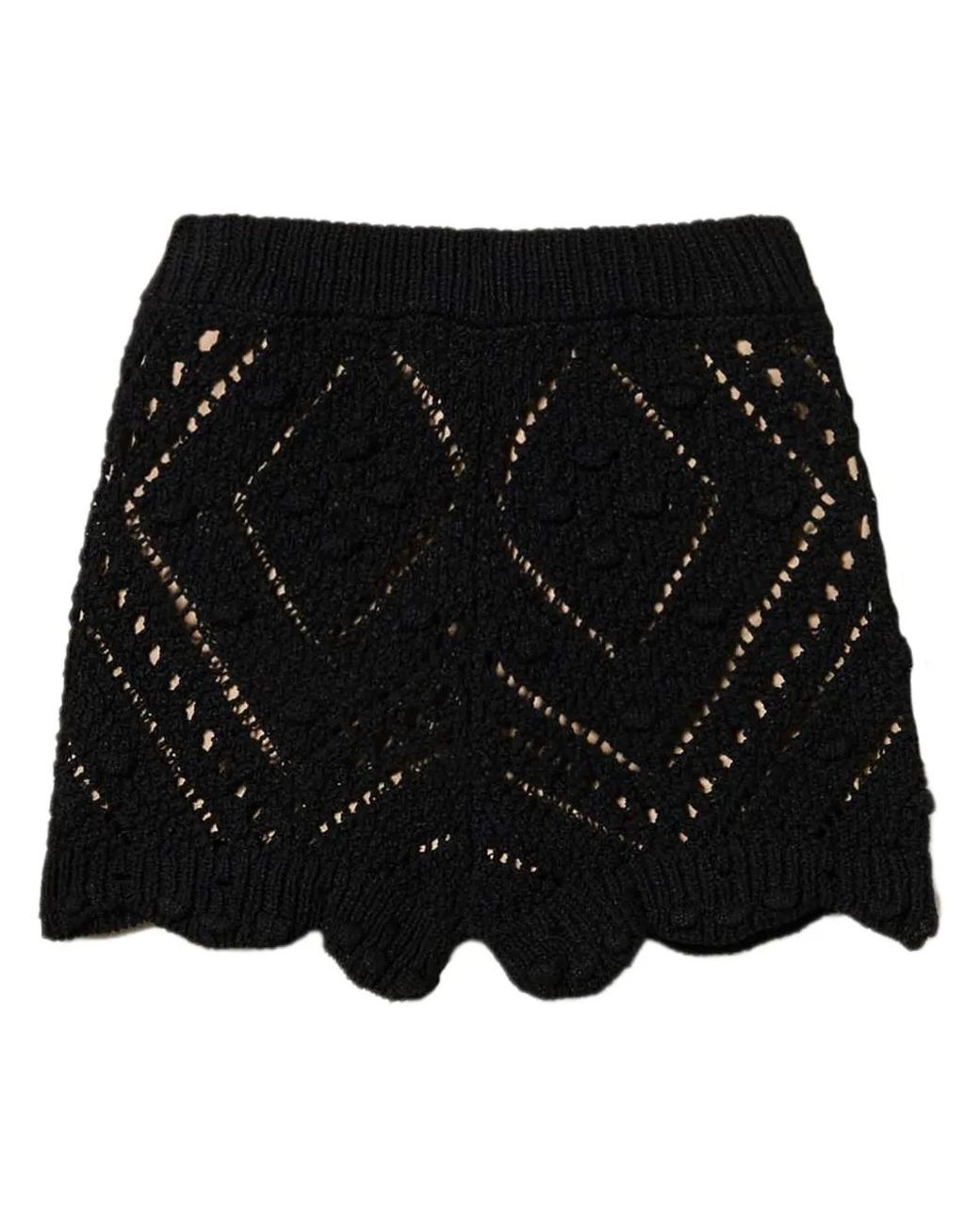 Twinset Black Openwork Shorts
