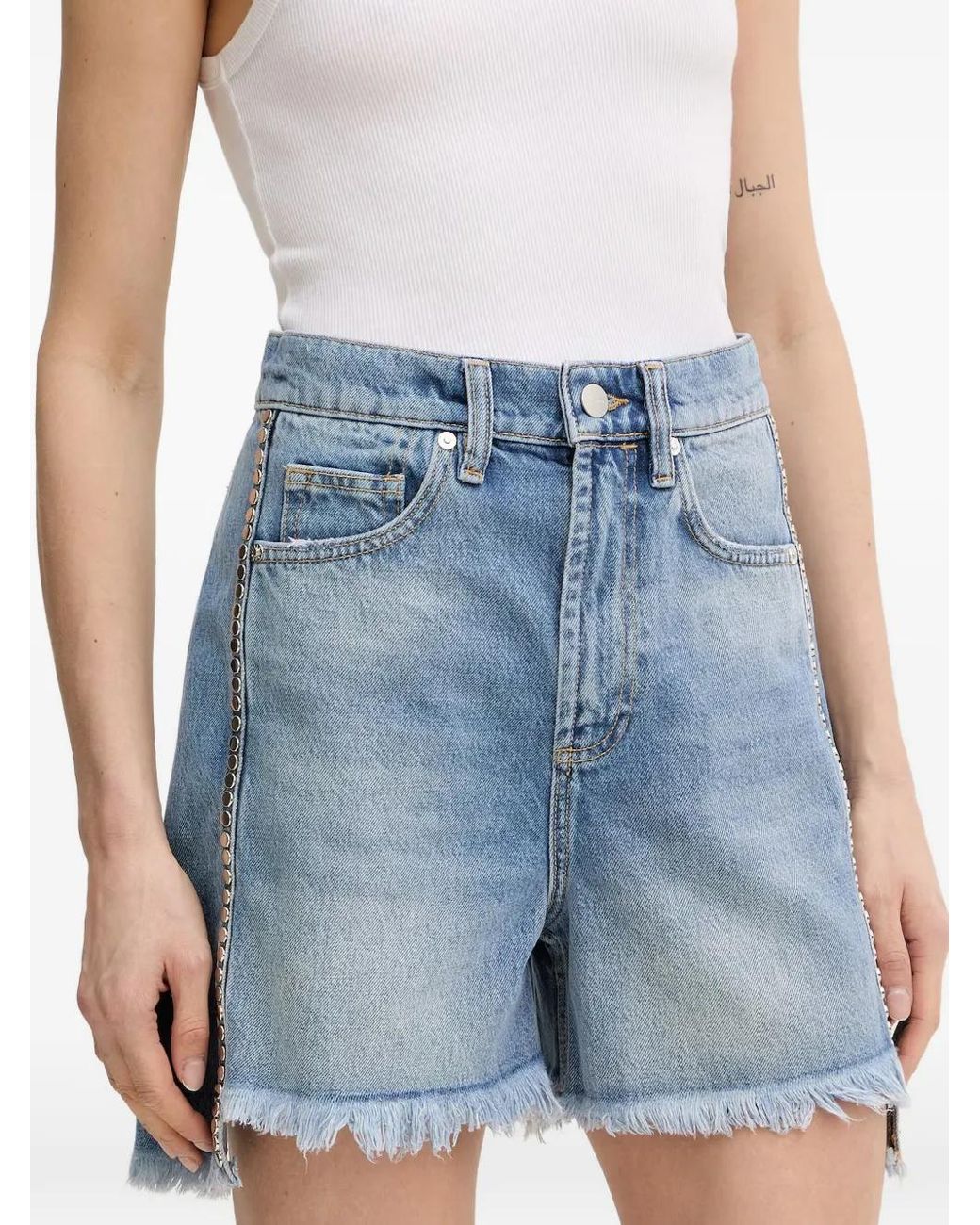 AllSaints Blue Frankie Studded-Embellished Shorts