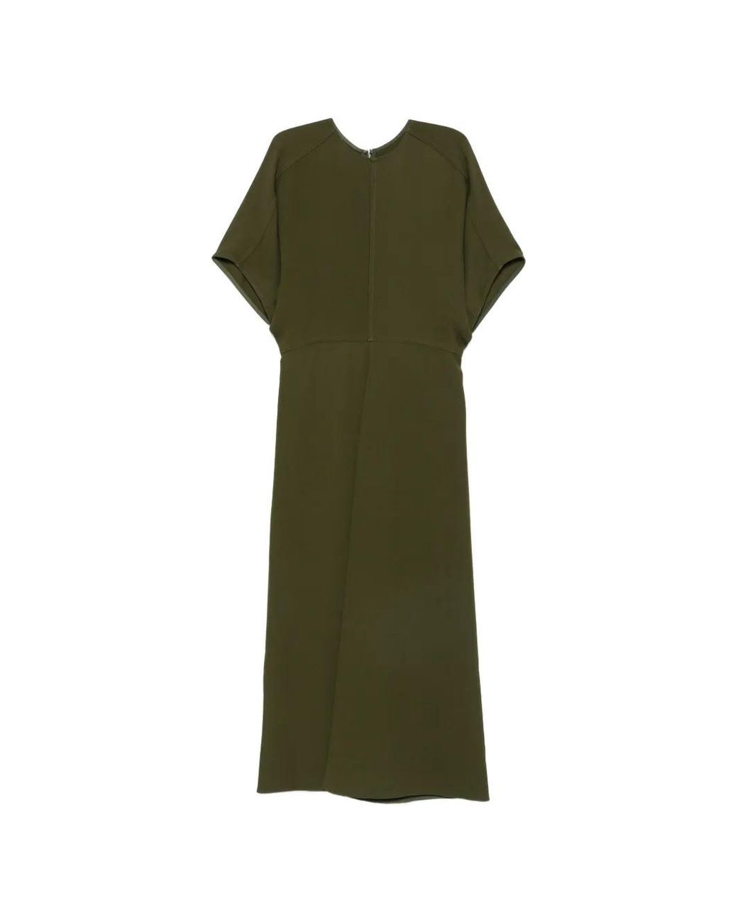 Victoria Beckham Green Eleanor Short-Sleeve Midi Dress