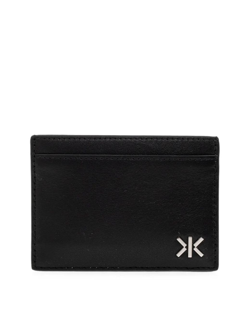 KENZO Black Logo-Plaque Leather Card Holder for men