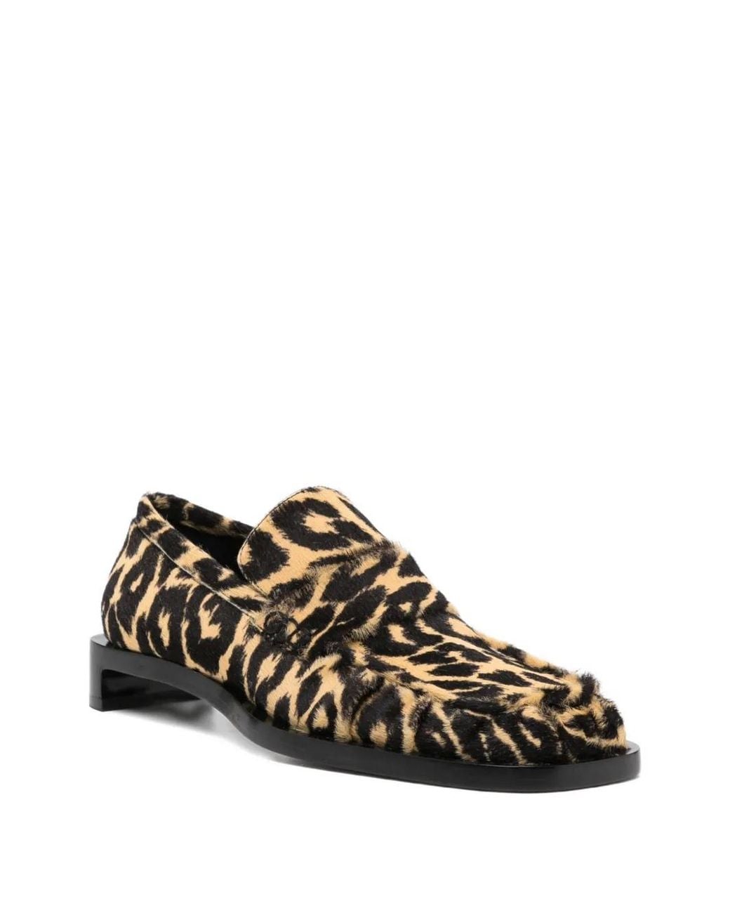 Jil Sander Black Leopard-Print Loafers