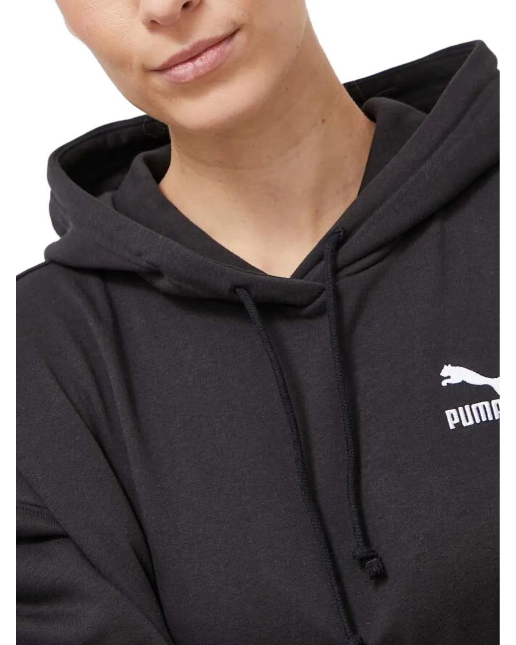 PUMA Black Logo-Embroidered Drawstring Hoodie