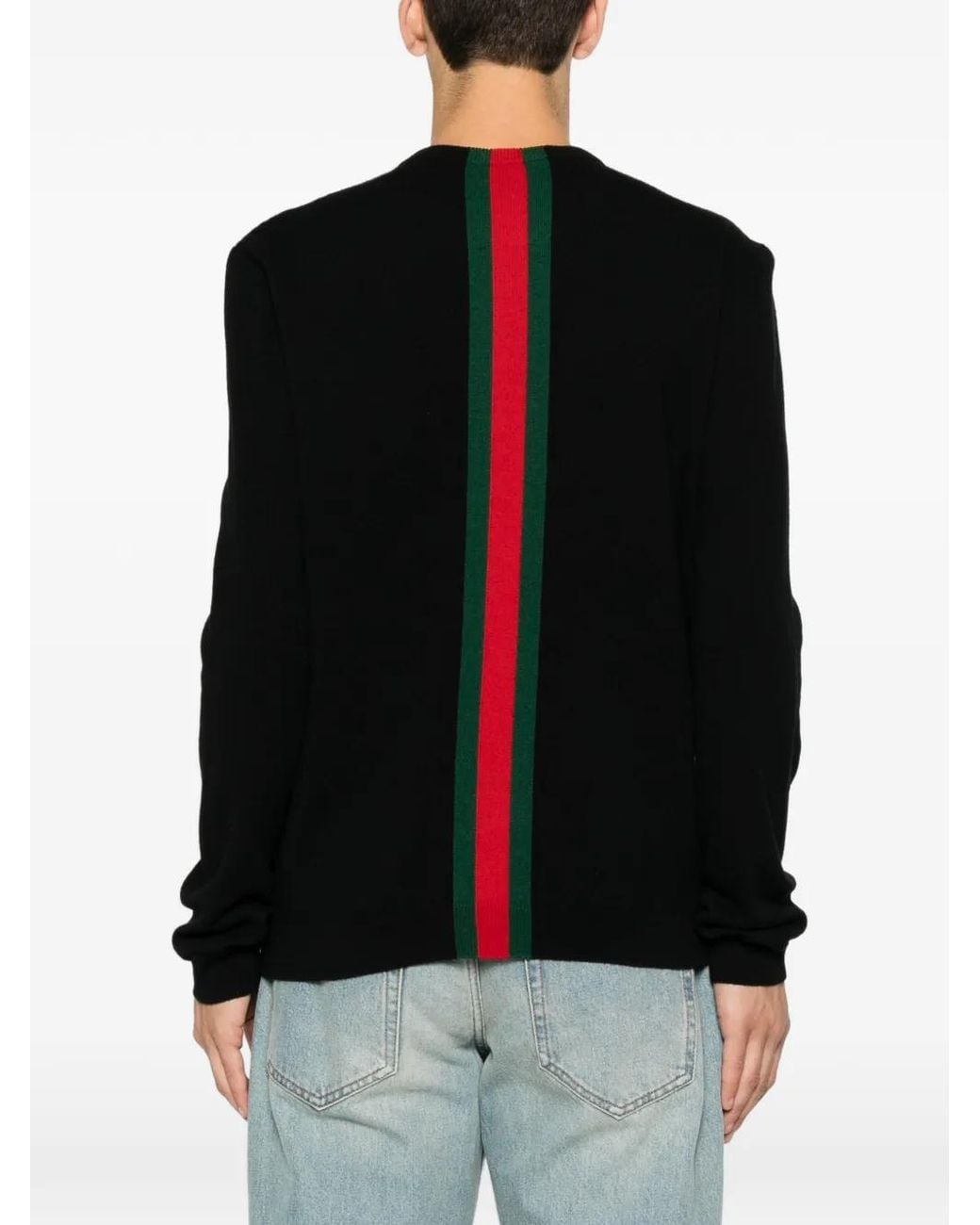Gucci Black Web-Stripe Cashmere Sweater for men